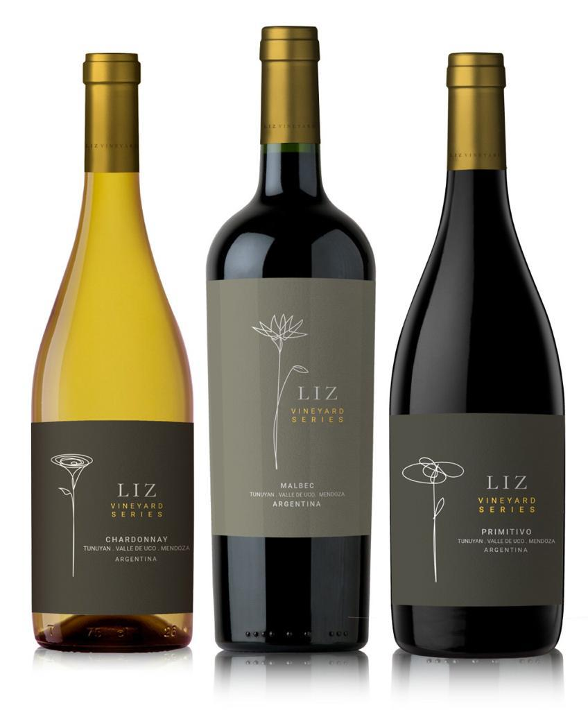 LIZ Vineyard Series wine bottles carrying an embedded Digital Product Passport with verifiable provenance data